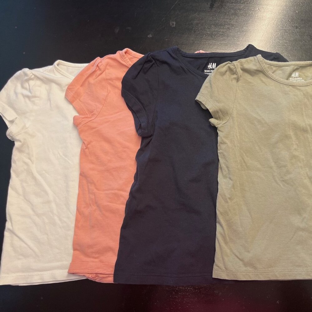 H&M Girls Cotton T-Shirts - Set of 4 - Size 4-6
